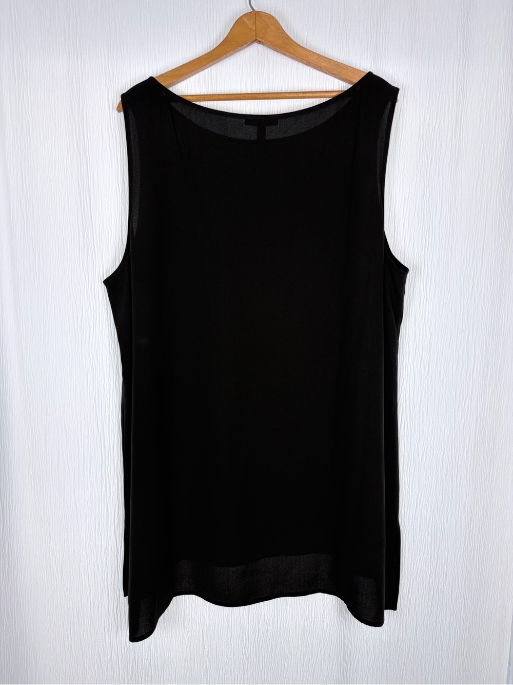 Eileen Fisher Silk Black Tunic Top, High Low Hem, Size XL 14 16 - Picture 5 of 12